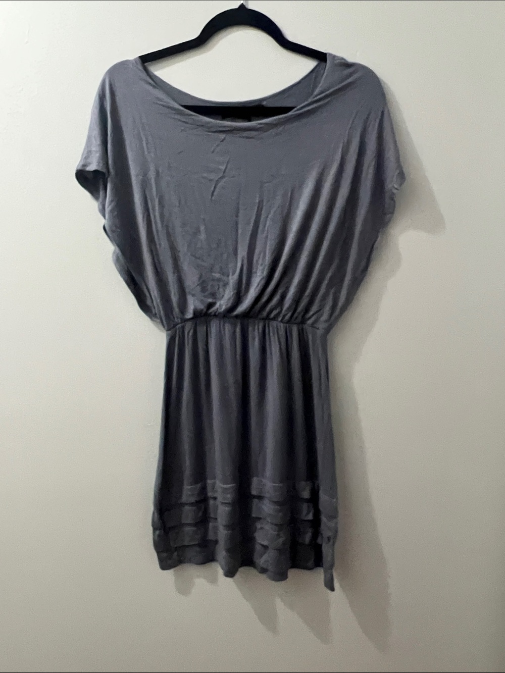Women's Grey Mini Dress with Elastic Waist